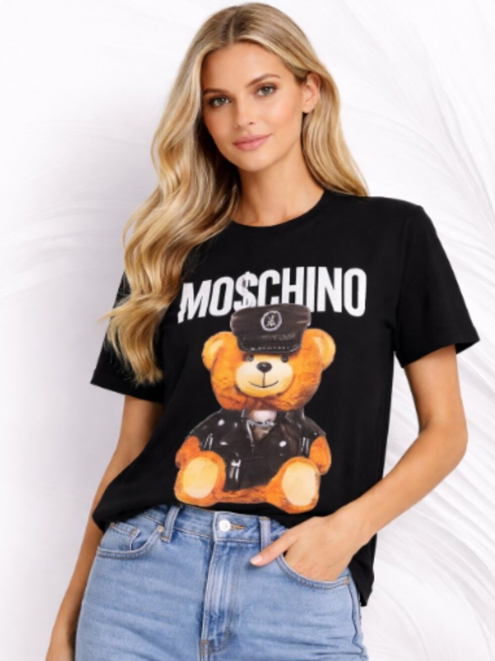 Black Teddy Bear Graphic T-Shirt Streetwear Cute Print Tee Size M